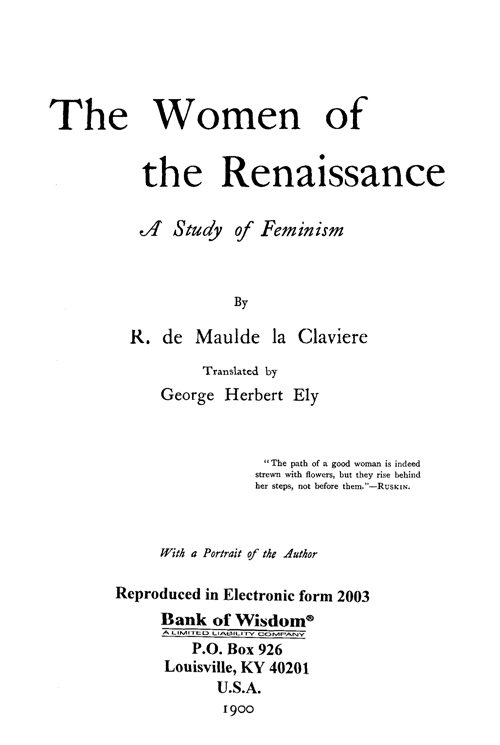 (image for) The Women of the Renaissance - Click Image to Close